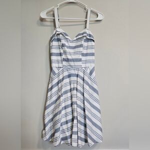 Blue Rain, Size S, NWOT, Blue and White Striped V Neck Dress with Pockets